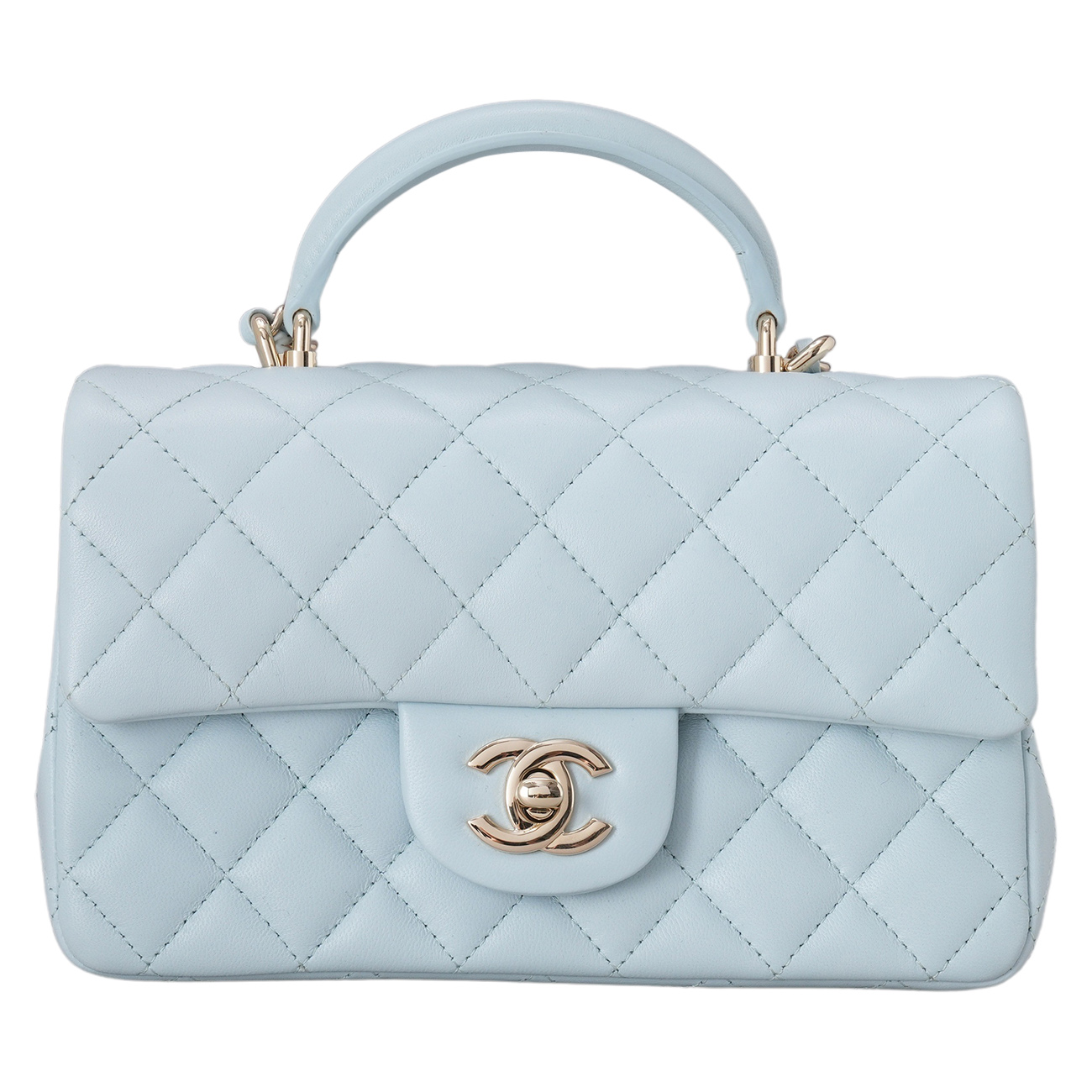 CHANEL(USED)샤넬 램스킨 클래식 뉴미니 탑핸들