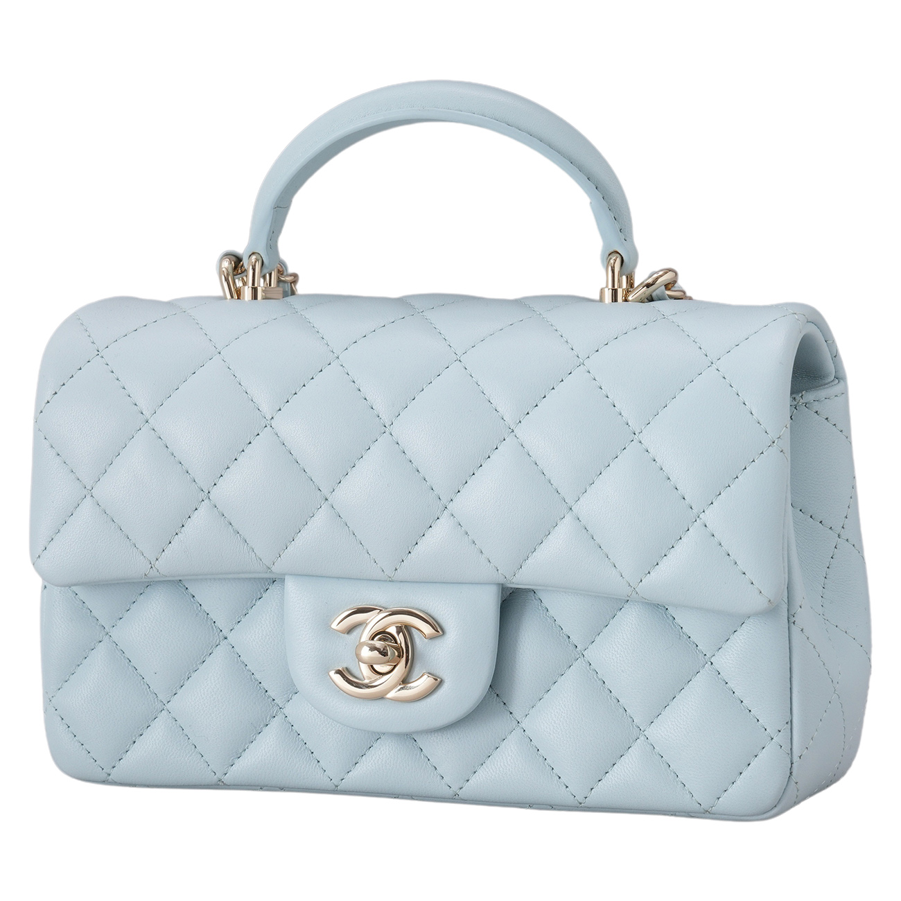 CHANEL(USED)샤넬 램스킨 클래식 뉴미니 탑핸들