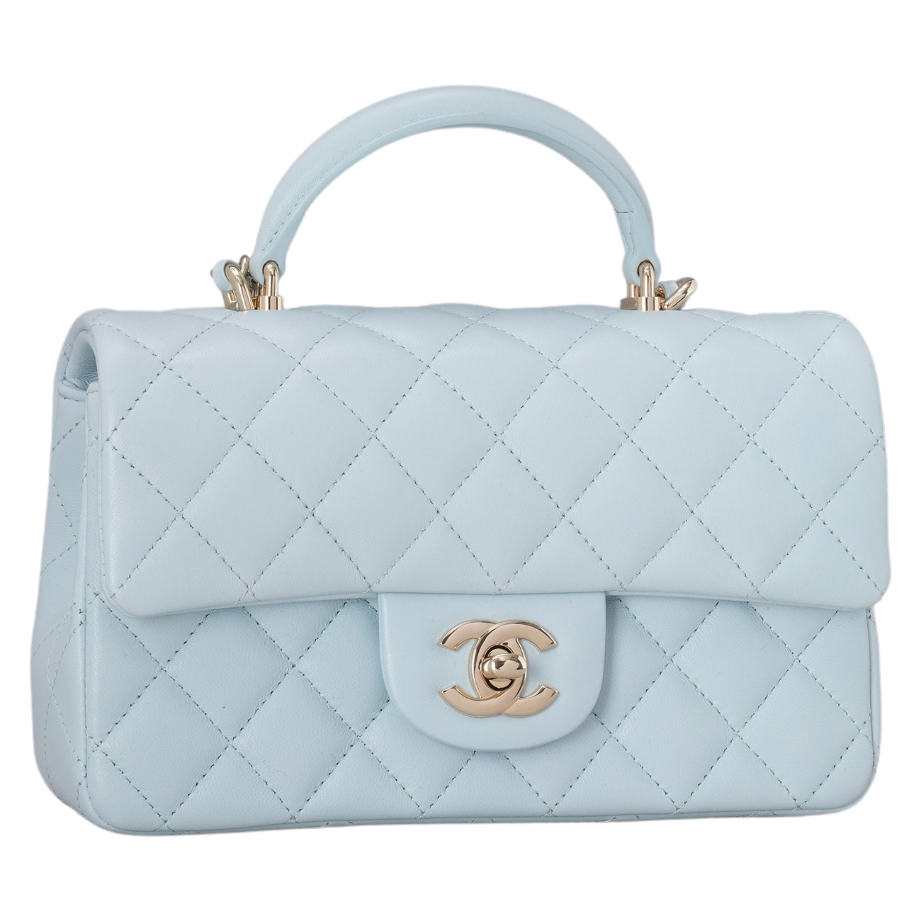 CHANEL(USED)샤넬 램스킨 클래식 뉴미니 탑핸들