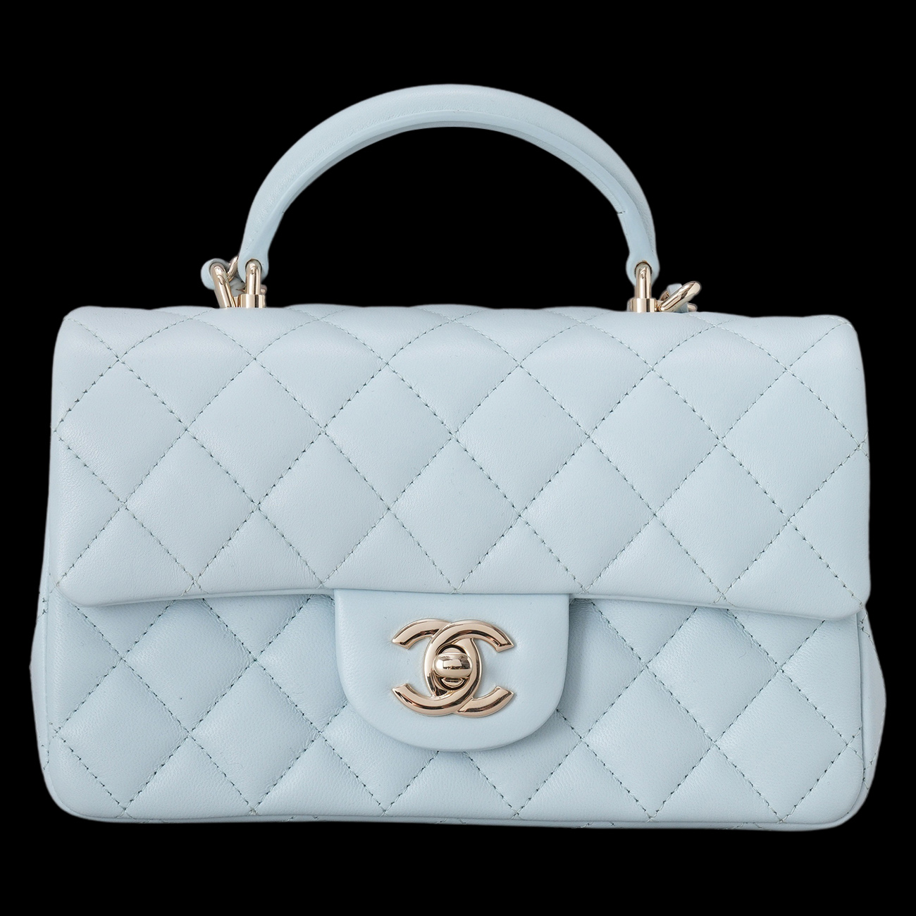 CHANEL(USED)샤넬 램스킨 클래식 뉴미니 탑핸들
