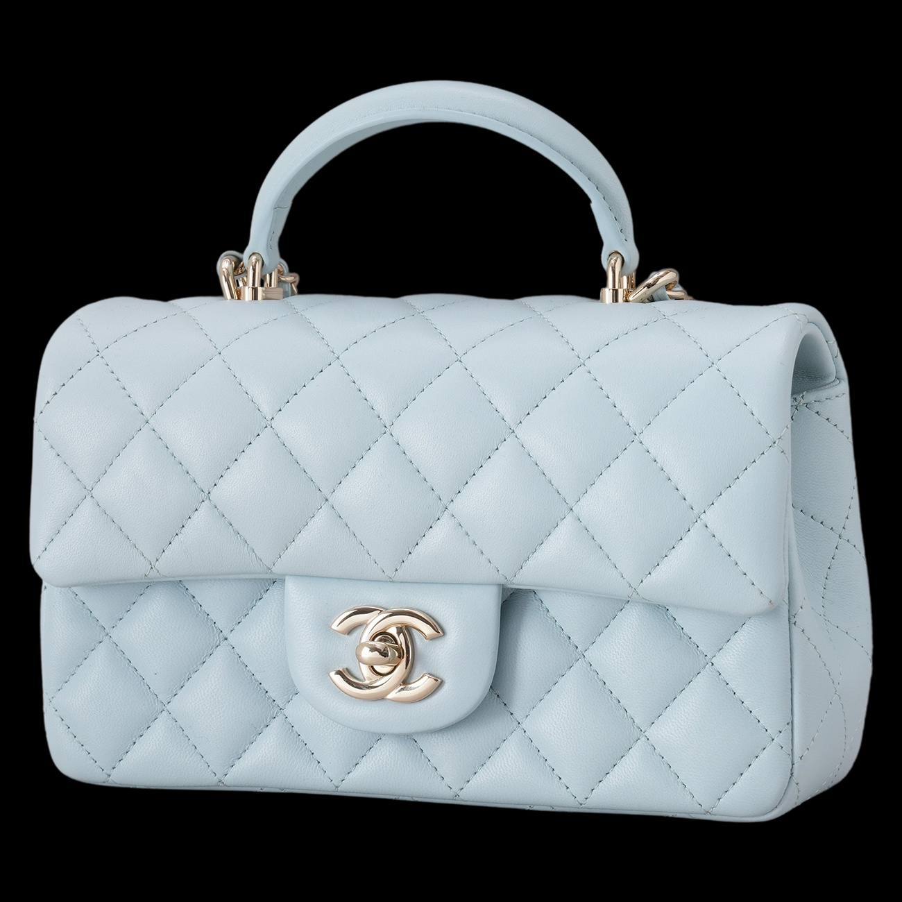 CHANEL(USED)샤넬 램스킨 클래식 뉴미니 탑핸들