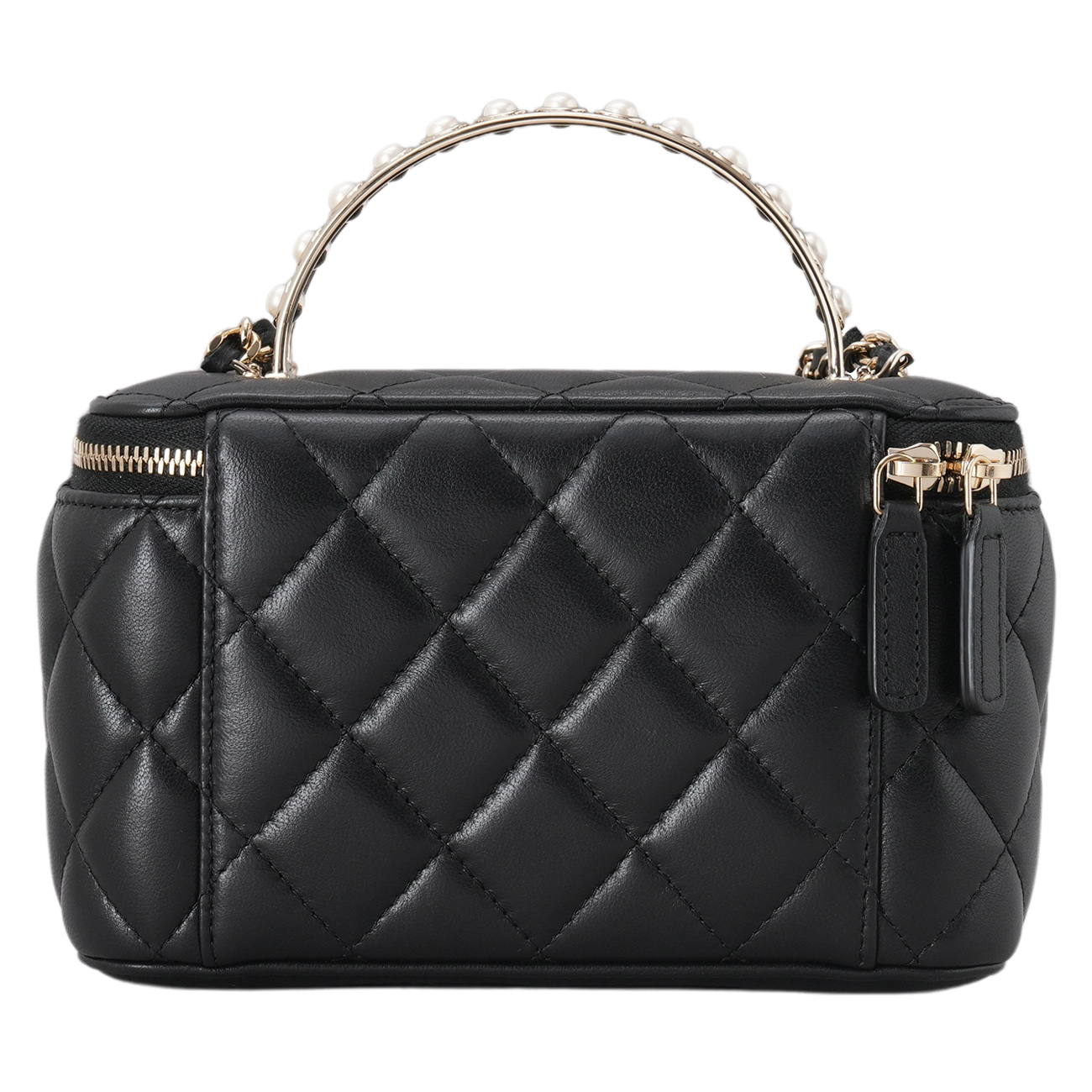 CHANEL(USED)샤넬 AP3956 램스킨 진주 탑핸들 직사각 베니티