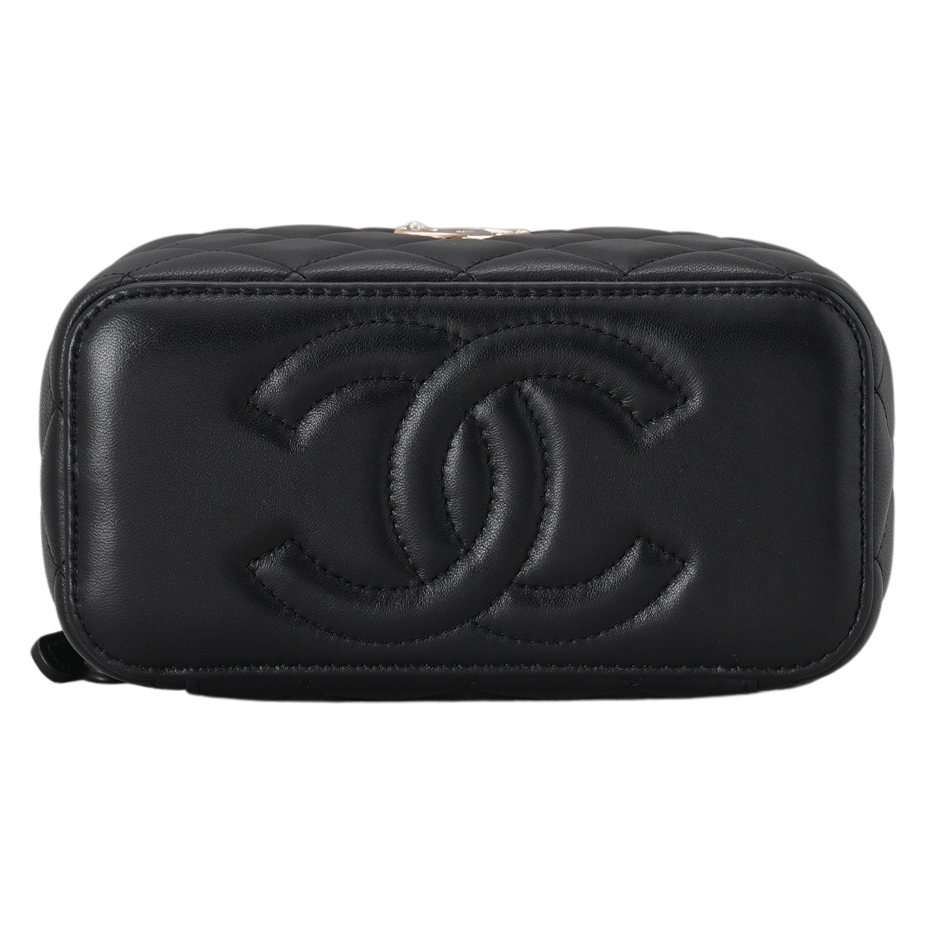 CHANEL(USED)샤넬 AP3956 램스킨 진주 탑핸들 직사각 베니티