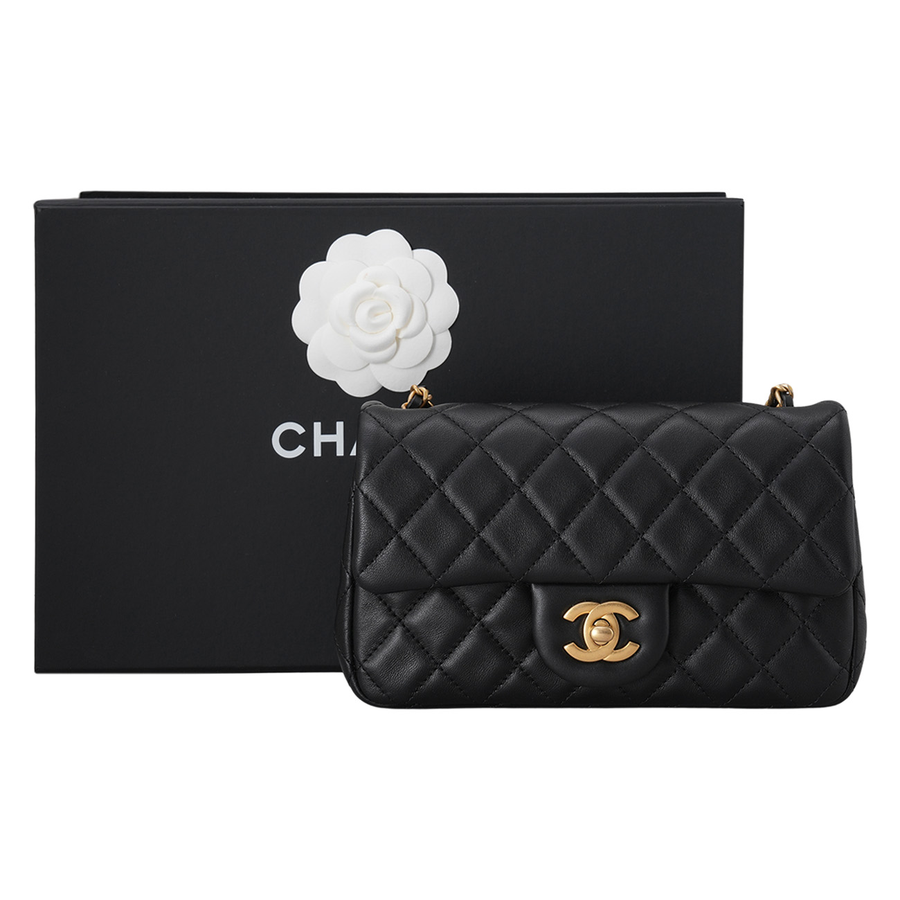 CHANEL(USED)샤넬 램스킨 뉴미니 골든볼 크로스백