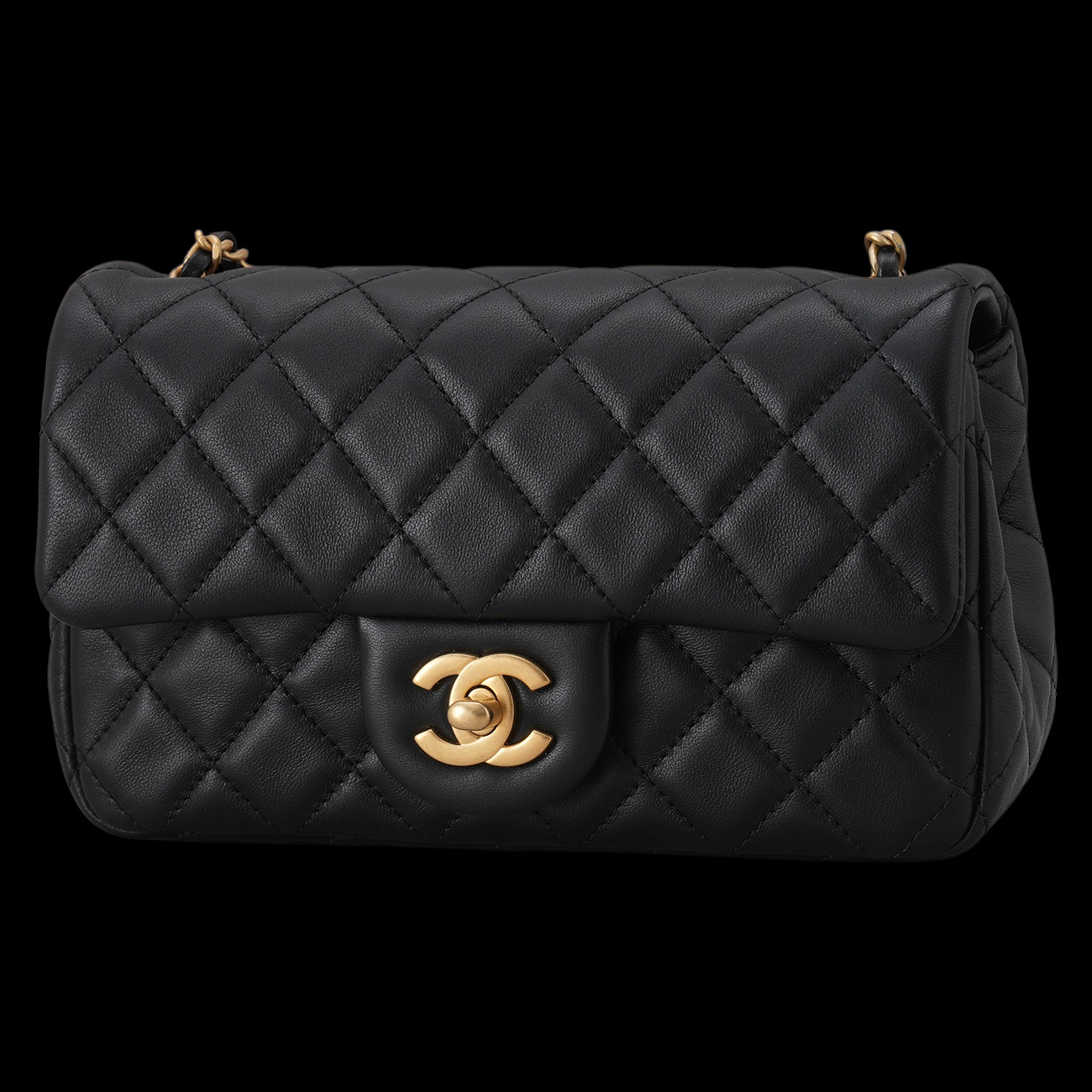CHANEL(USED)샤넬 램스킨 뉴미니 골든볼 크로스백