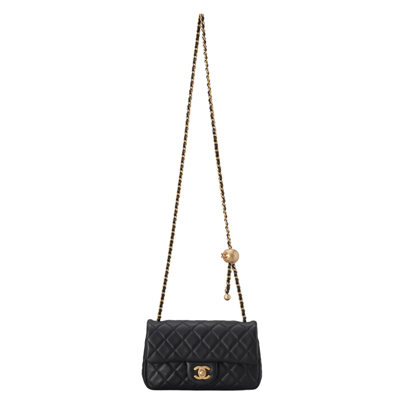 CHANEL(USED)샤넬 램스킨 뉴미니 골든볼 크로스백
