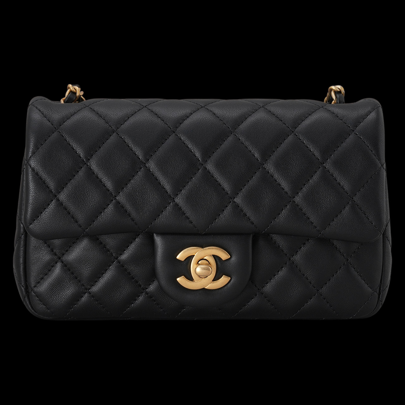 CHANEL(USED)샤넬 램스킨 뉴미니 골든볼 크로스백