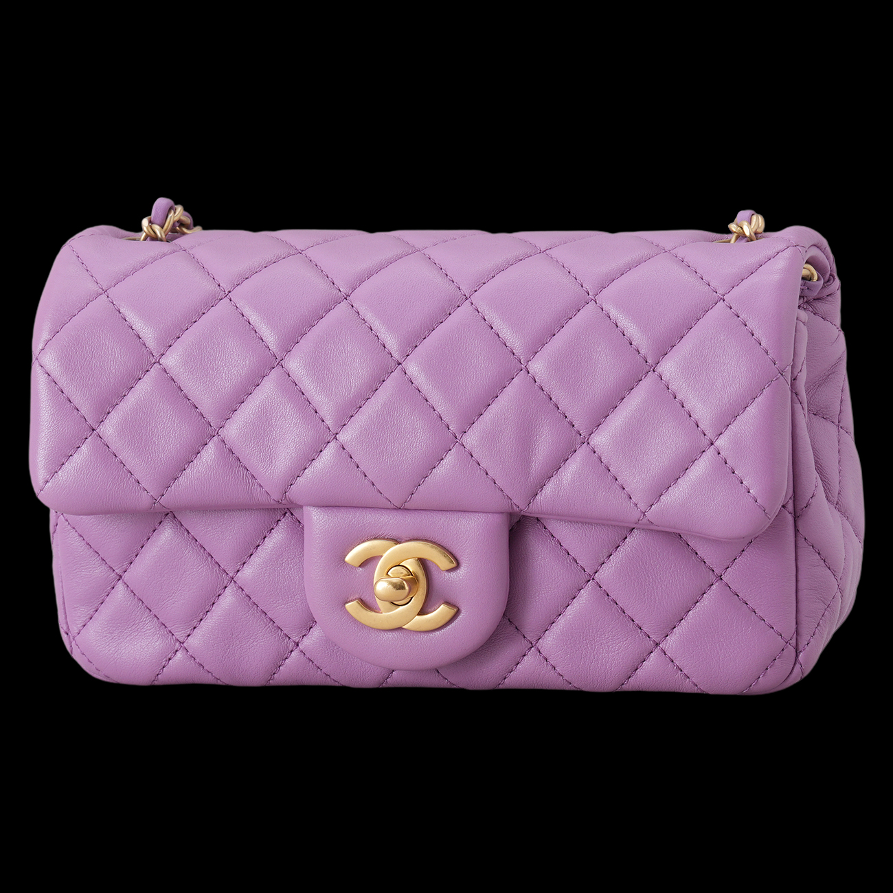 CHANEL(USED)샤넬 램스킨 뉴미니 골든볼 크로스백