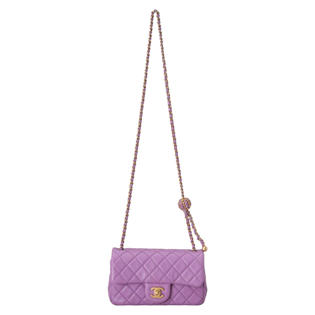 CHANEL(USED)샤넬 램스킨 뉴미니 골든볼 크로스백