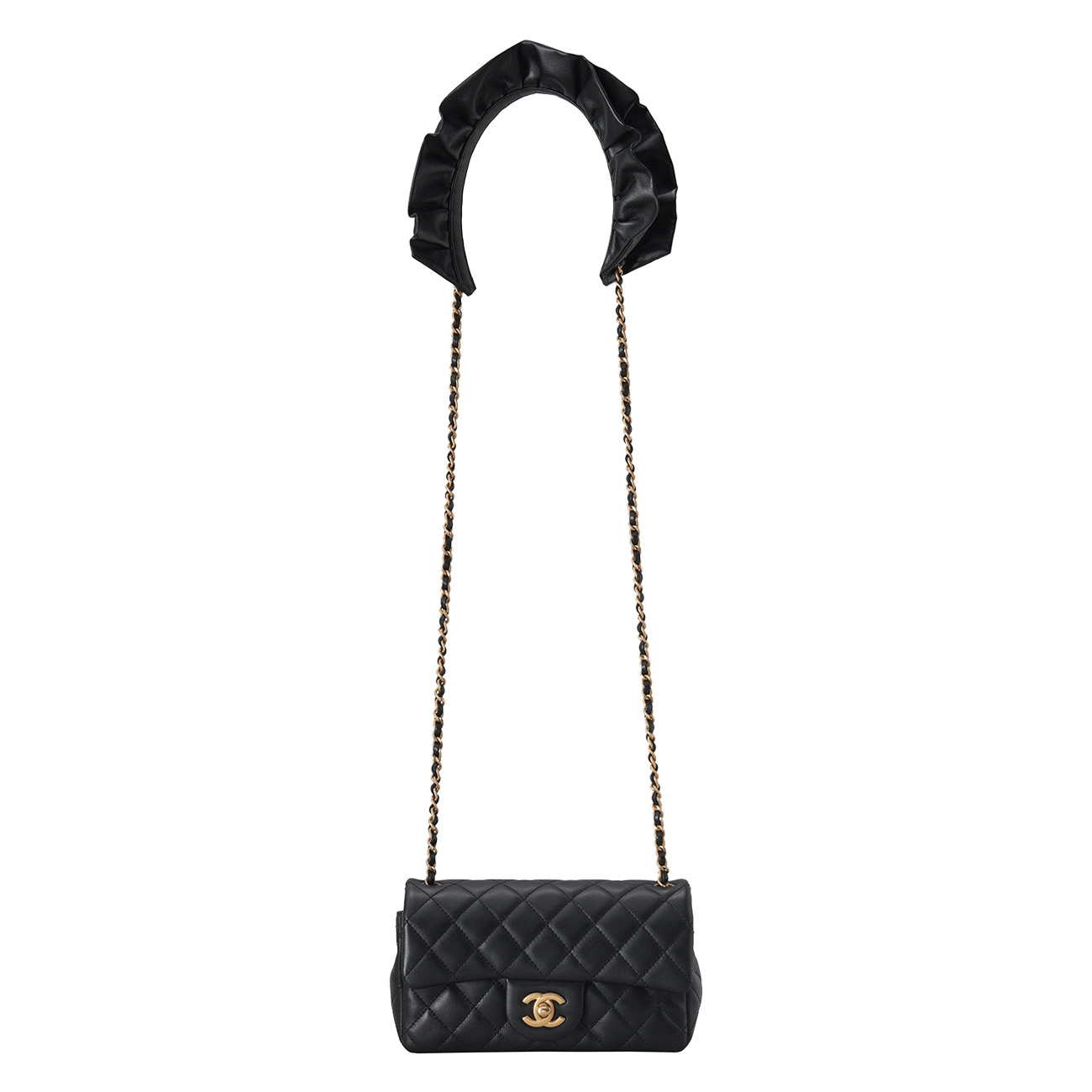CHANEL(USED)샤넬 시즌 램스킨 프릴장식 뉴미니 크로스백