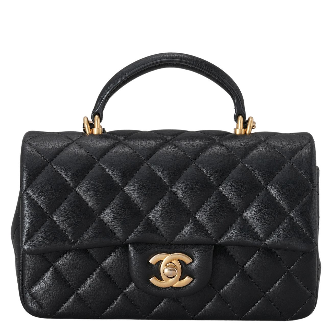 CHANEL(USED)샤넬 램스킨 클래식 뉴미니 탑핸들