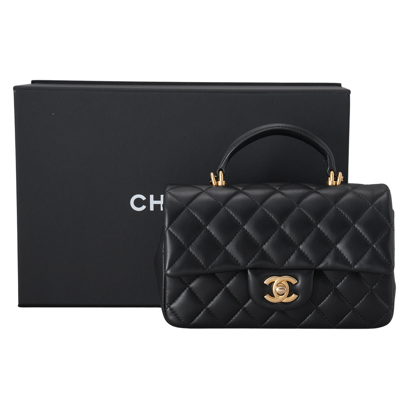 CHANEL(USED)샤넬 램스킨 클래식 뉴미니 탑핸들