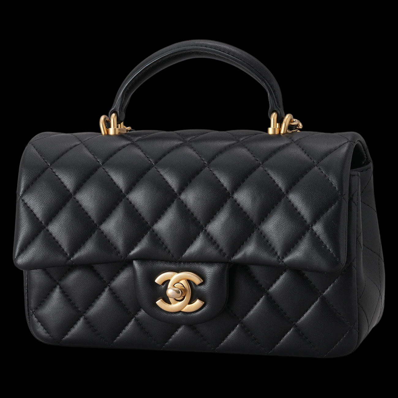CHANEL(USED)샤넬 램스킨 클래식 뉴미니 탑핸들