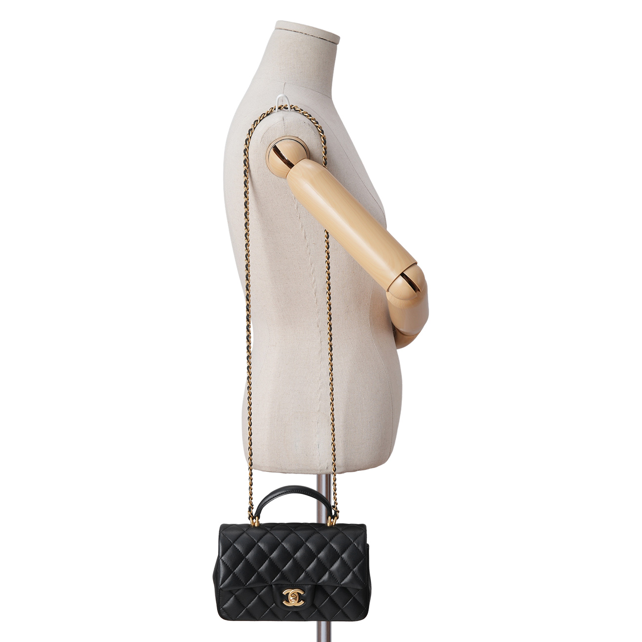 CHANEL(USED)샤넬 램스킨 클래식 뉴미니 탑핸들