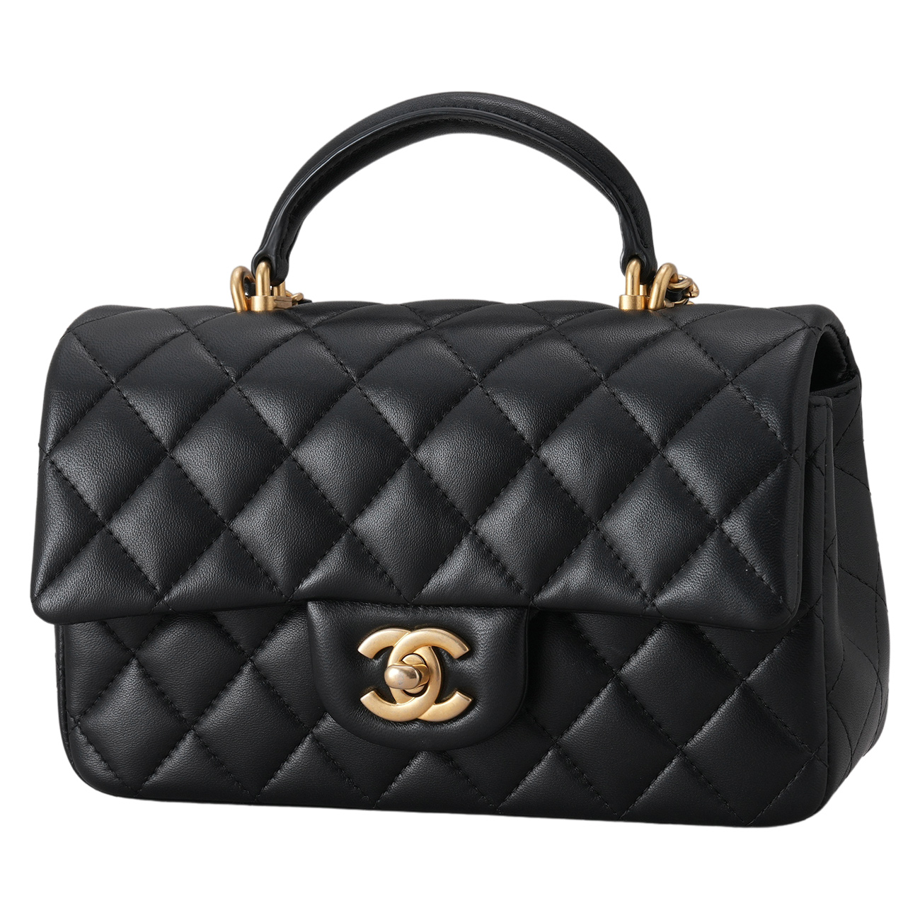 CHANEL(USED)샤넬 램스킨 클래식 뉴미니 탑핸들