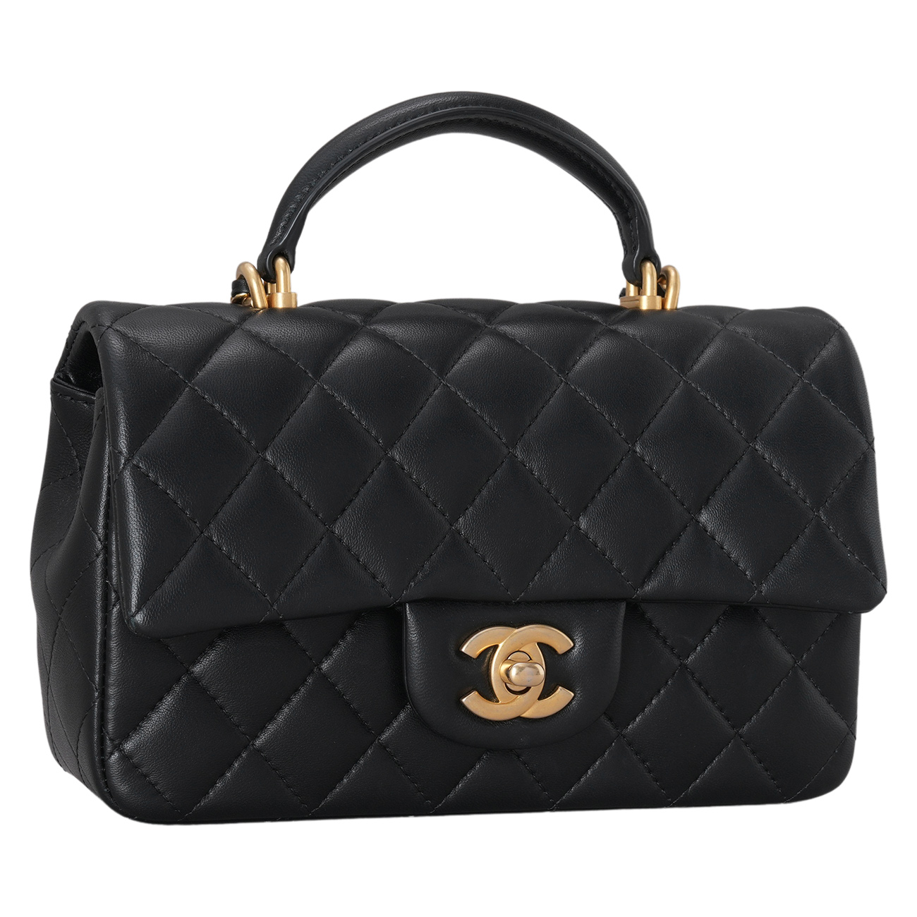 CHANEL(USED)샤넬 램스킨 클래식 뉴미니 탑핸들