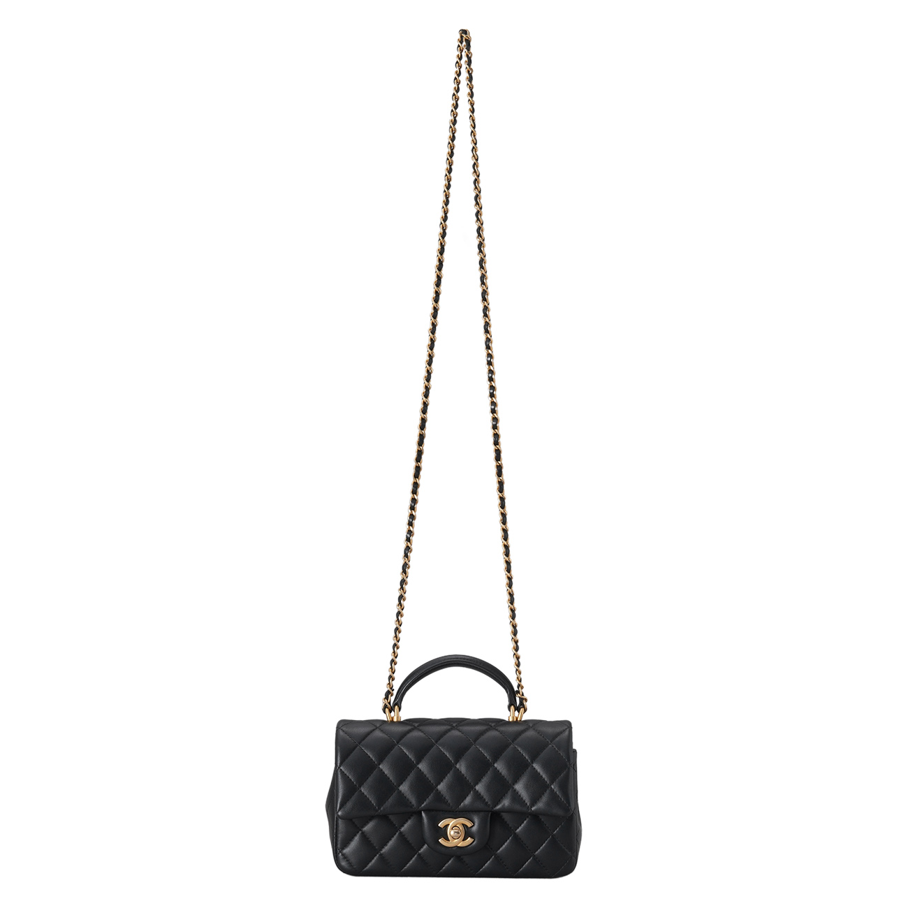CHANEL(USED)샤넬 램스킨 클래식 뉴미니 탑핸들
