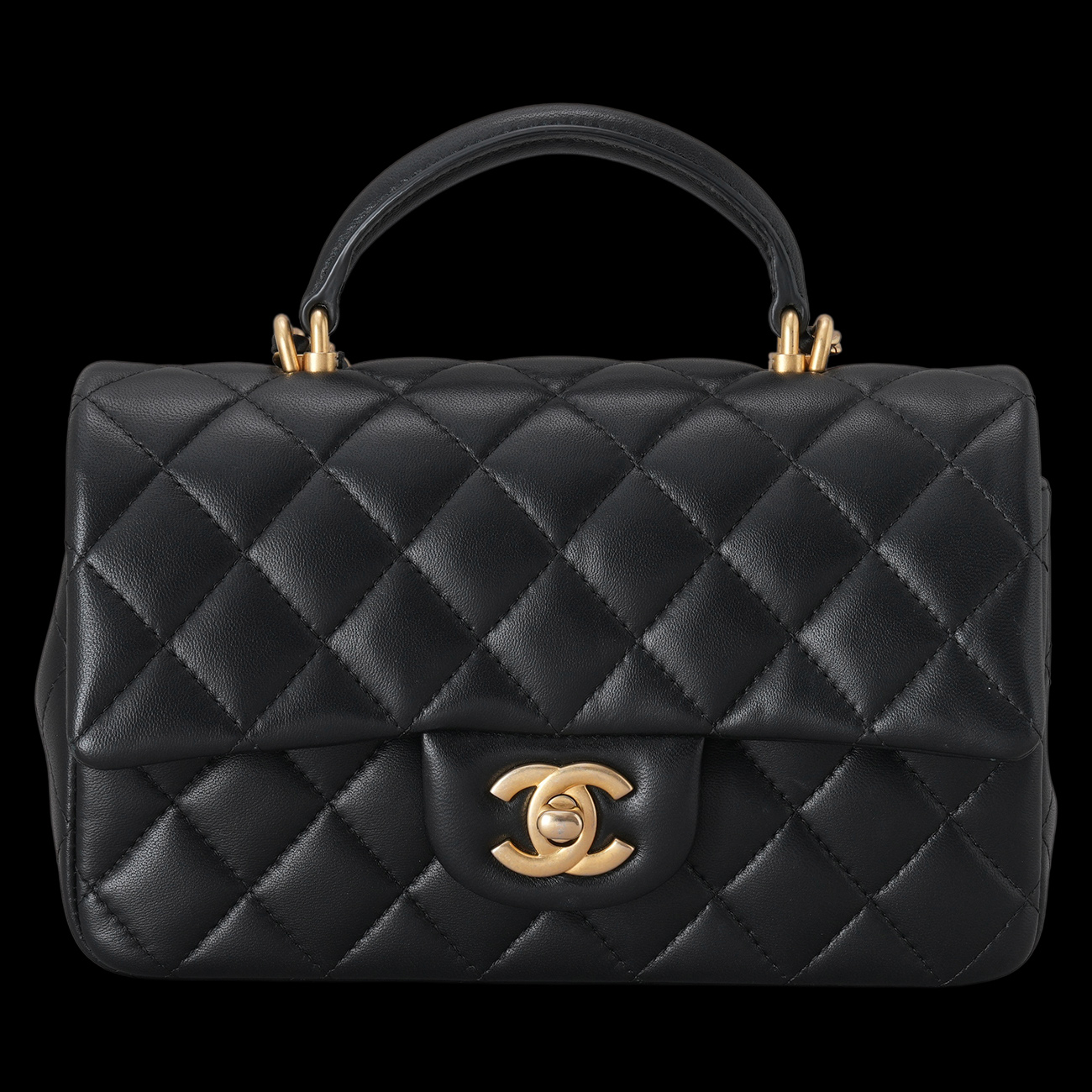 CHANEL(USED)샤넬 램스킨 클래식 뉴미니 탑핸들