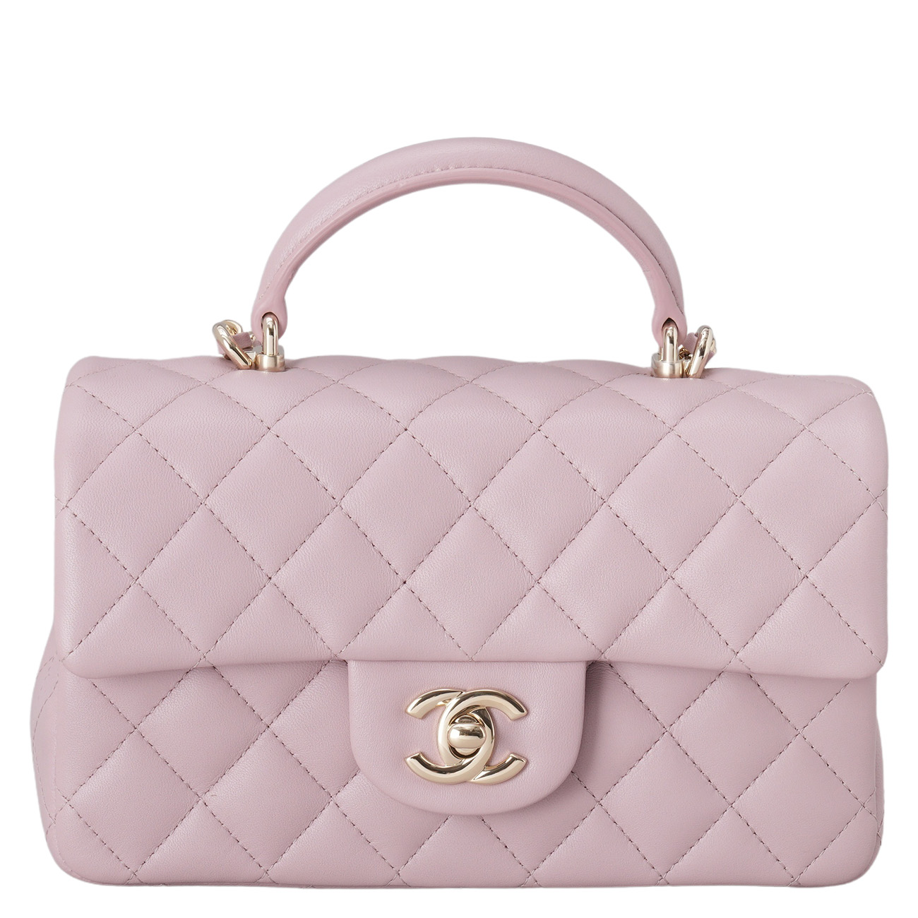 CHANEL(USED)샤넬 램스킨 클래식 뉴미니 탑핸들
