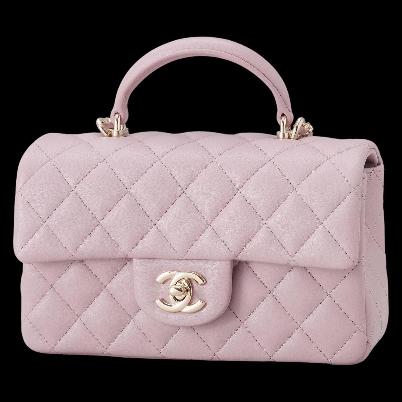 CHANEL(USED)샤넬 램스킨 클래식 뉴미니 탑핸들
