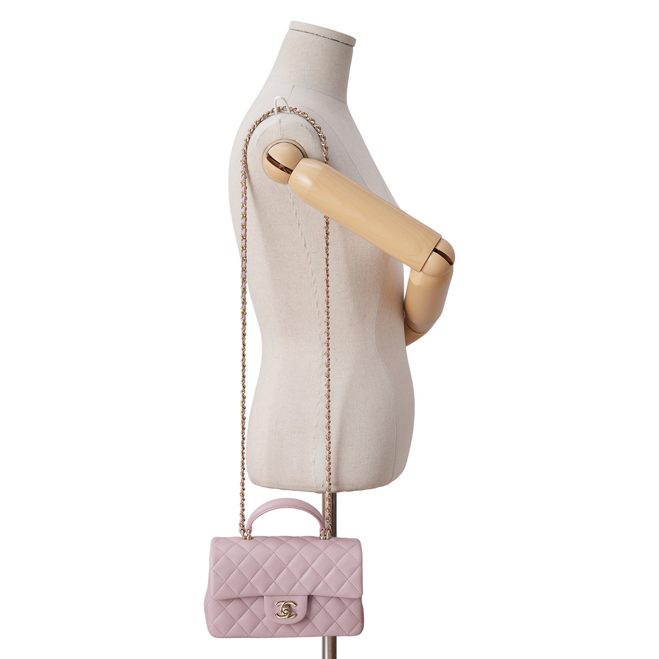 CHANEL(USED)샤넬 램스킨 클래식 뉴미니 탑핸들