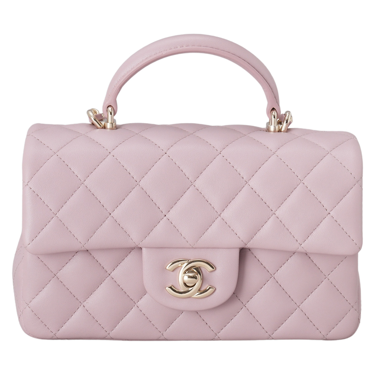 CHANEL(USED)샤넬 램스킨 클래식 뉴미니 탑핸들
