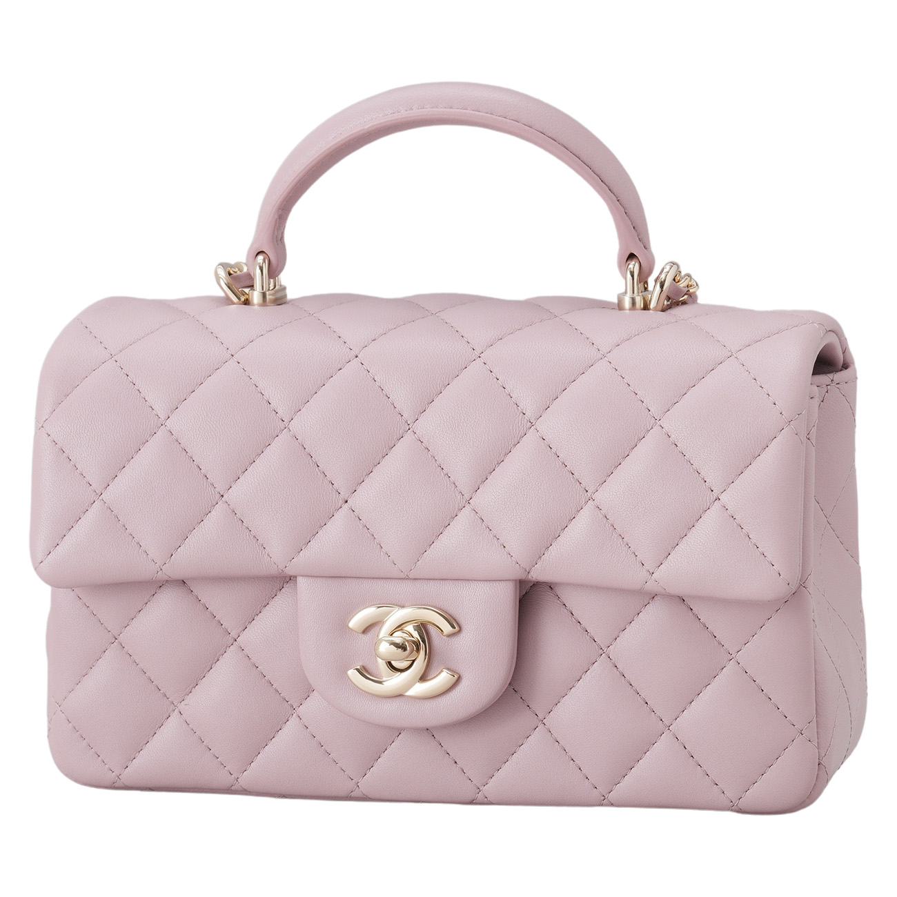 CHANEL(USED)샤넬 램스킨 클래식 뉴미니 탑핸들