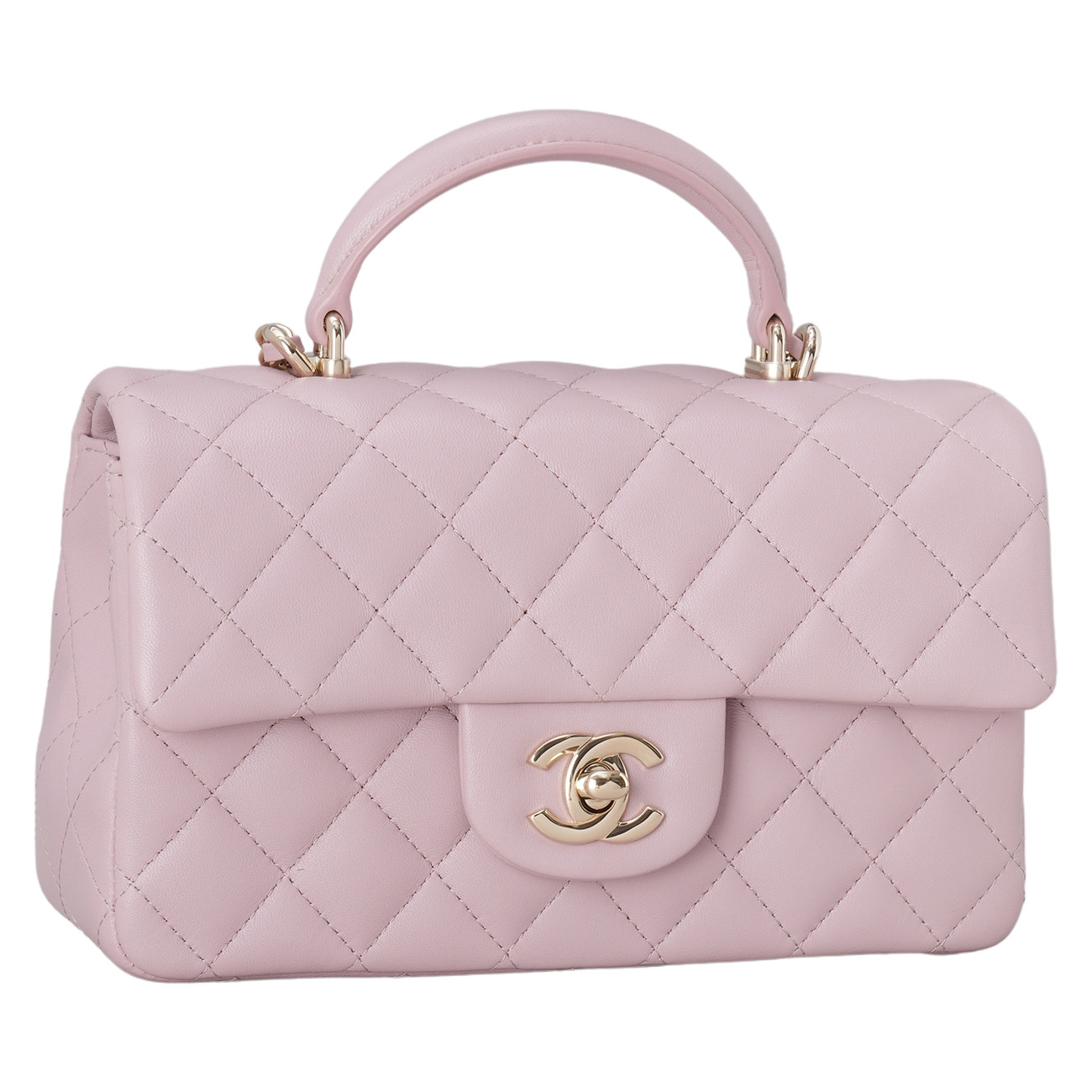 CHANEL(USED)샤넬 램스킨 클래식 뉴미니 탑핸들