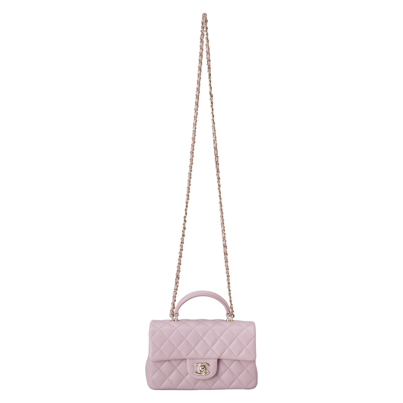 CHANEL(USED)샤넬 램스킨 클래식 뉴미니 탑핸들