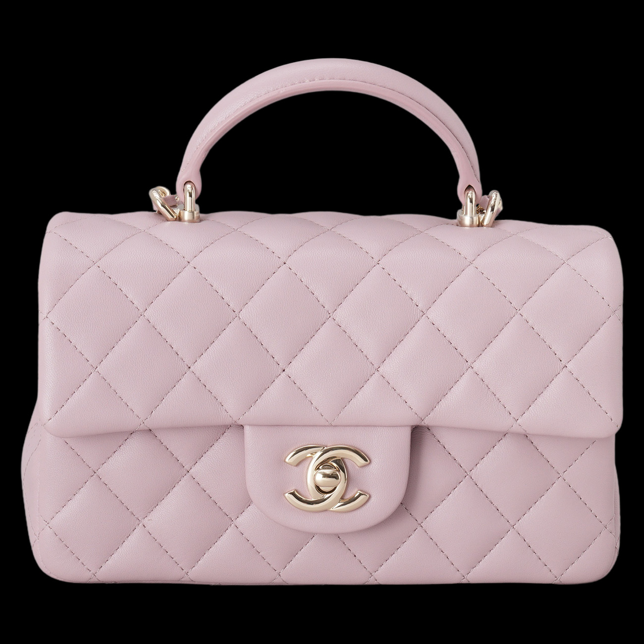CHANEL(USED)샤넬 램스킨 클래식 뉴미니 탑핸들