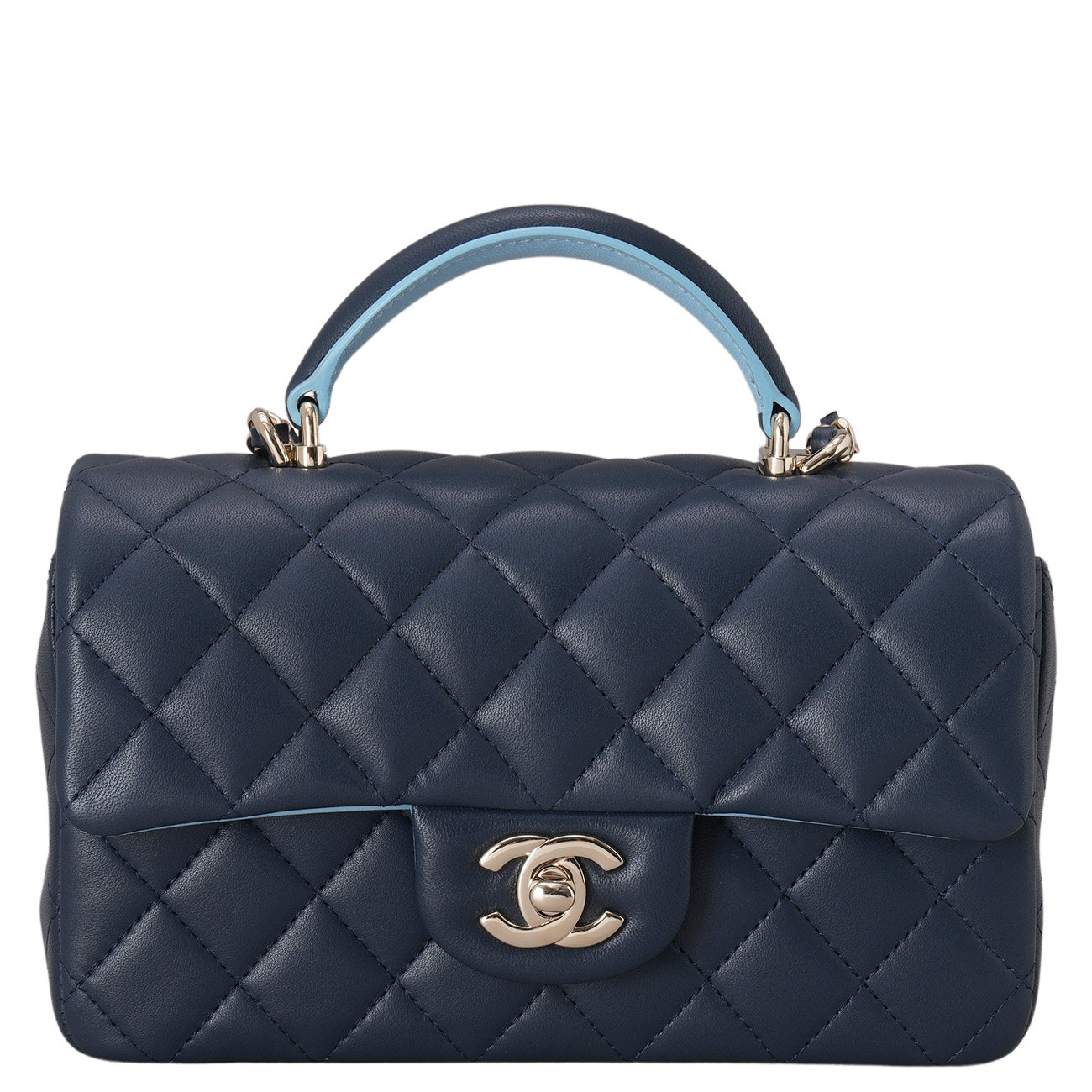 CHANEL(USED)샤넬 램스킨 클래식 뉴미니 탑핸들