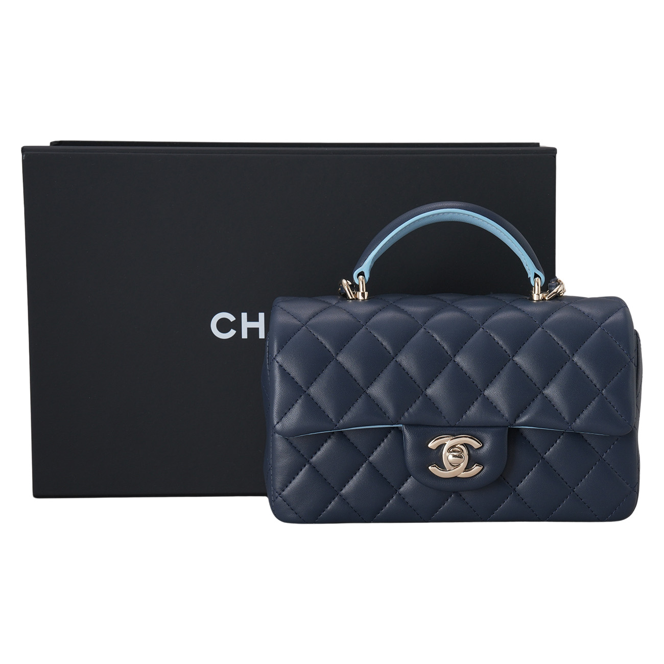 CHANEL(USED)샤넬 램스킨 클래식 뉴미니 탑핸들