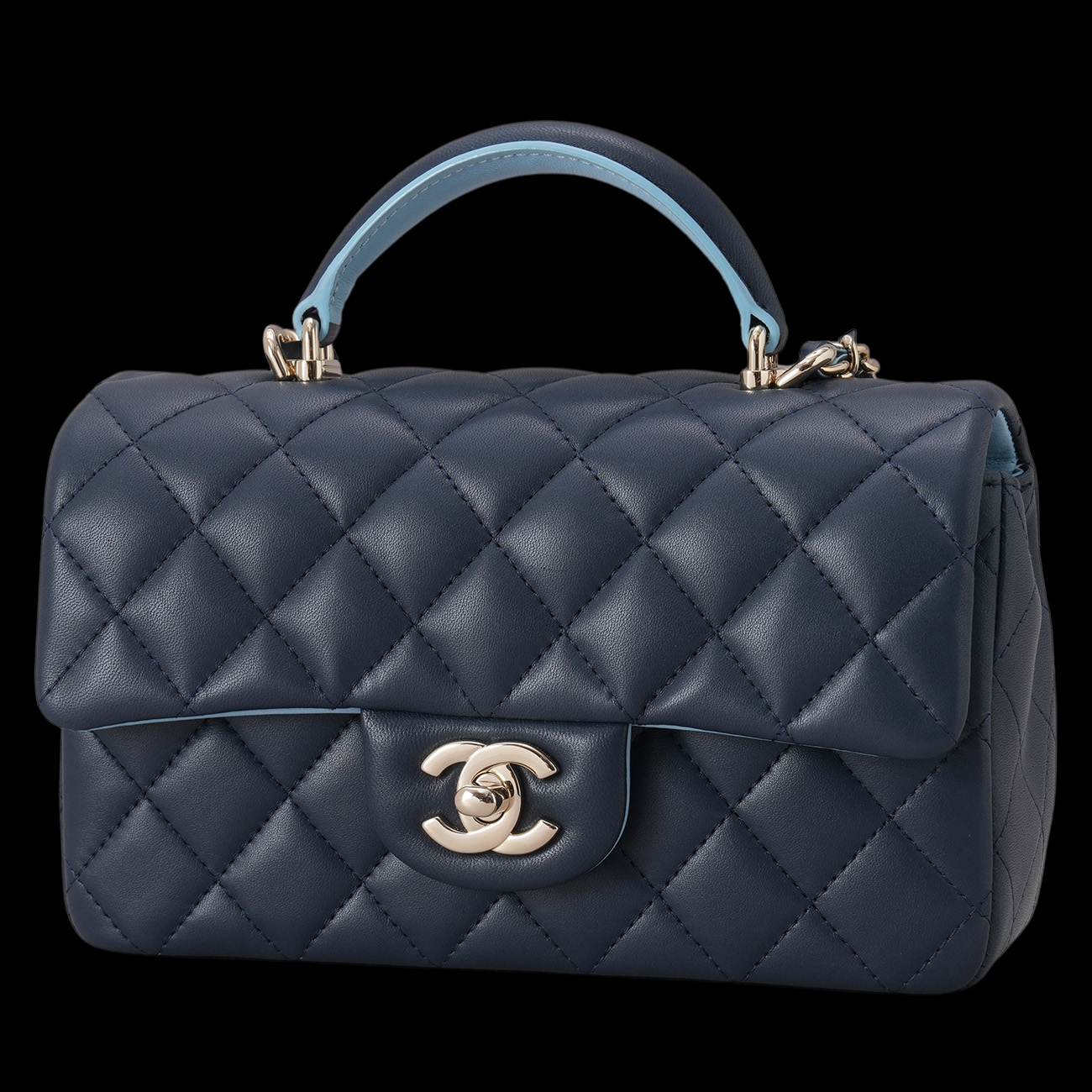 CHANEL(USED)샤넬 램스킨 클래식 뉴미니 탑핸들