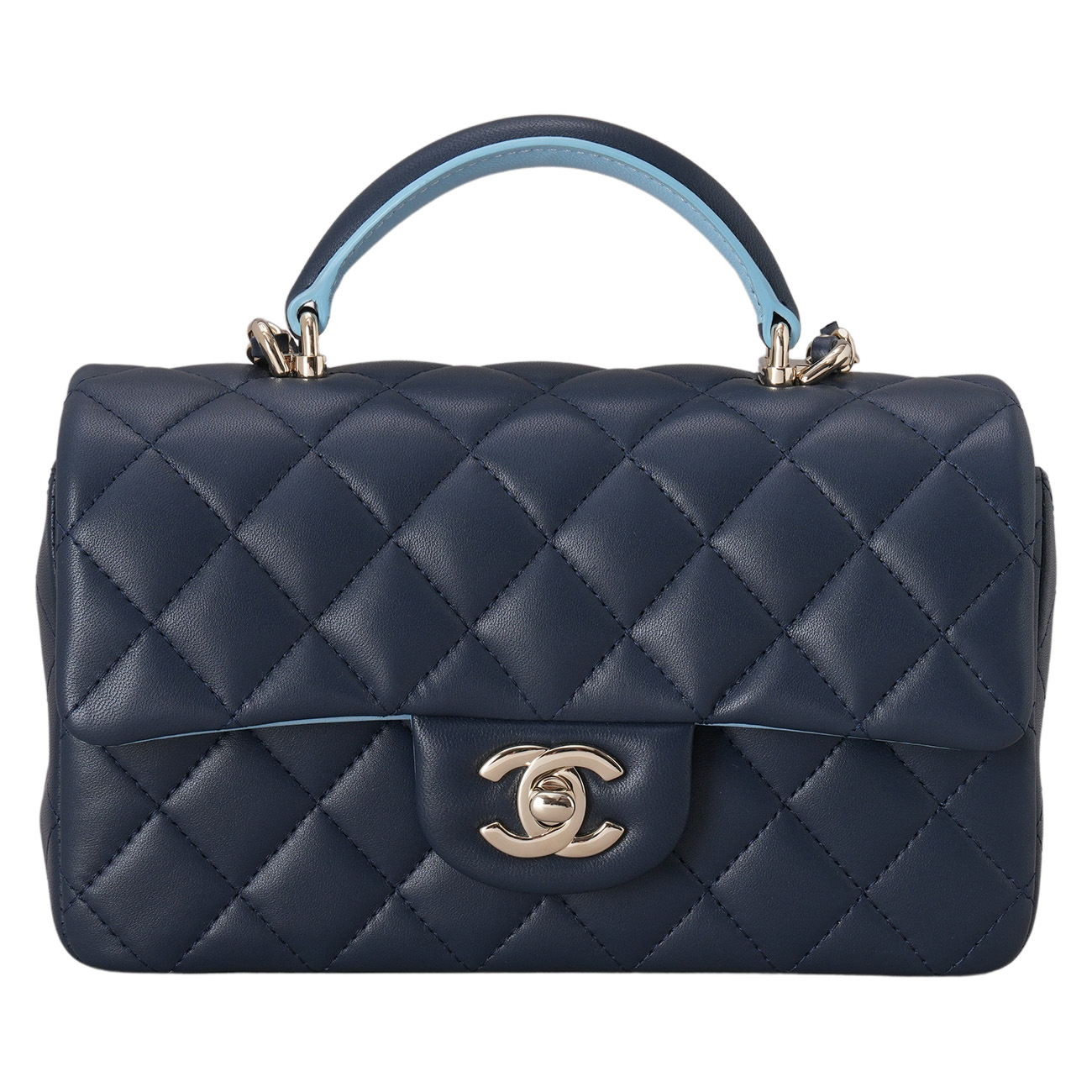 CHANEL(USED)샤넬 램스킨 클래식 뉴미니 탑핸들