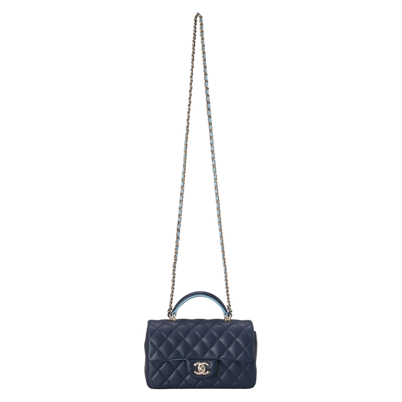 CHANEL(USED)샤넬 램스킨 클래식 뉴미니 탑핸들