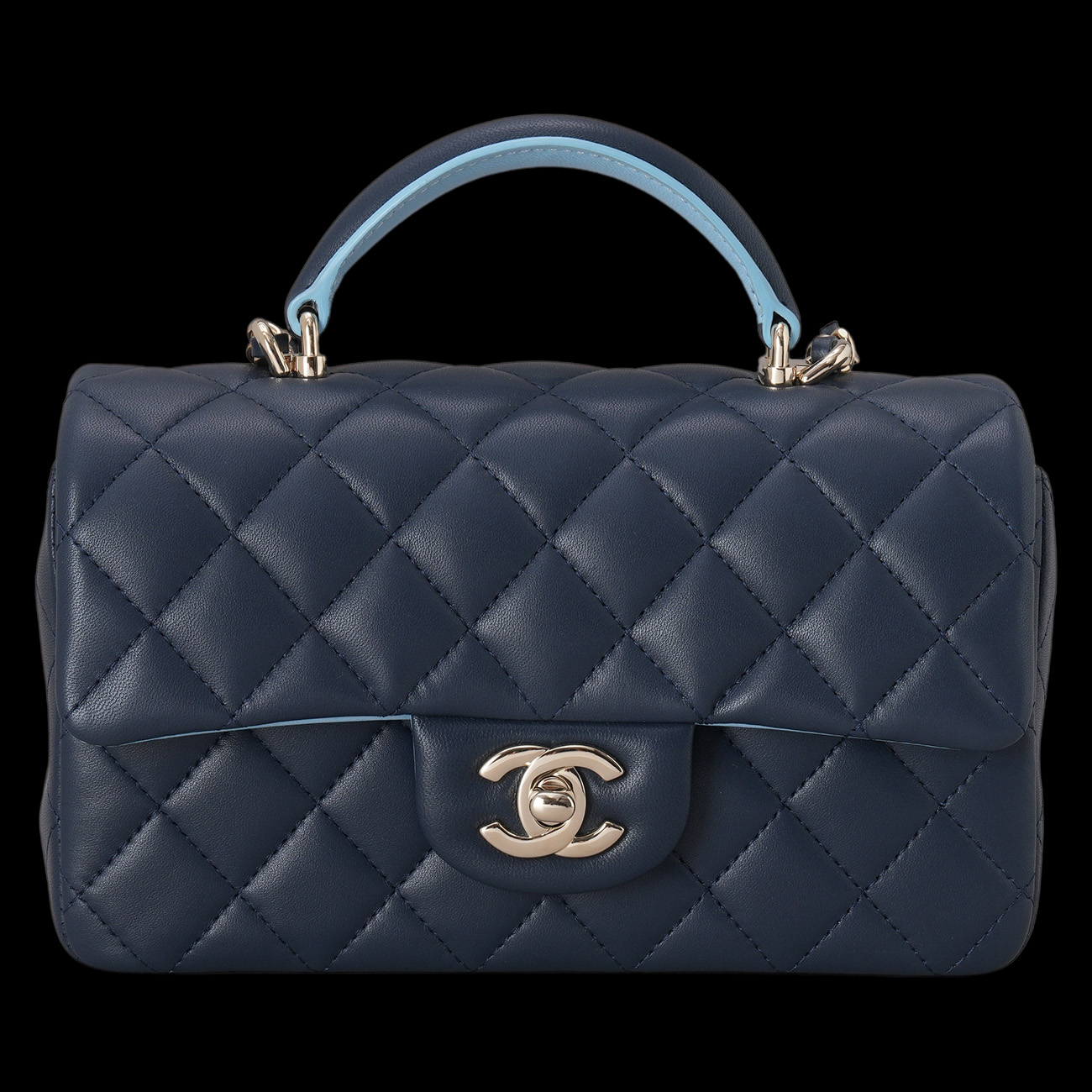 CHANEL(USED)샤넬 램스킨 클래식 뉴미니 탑핸들