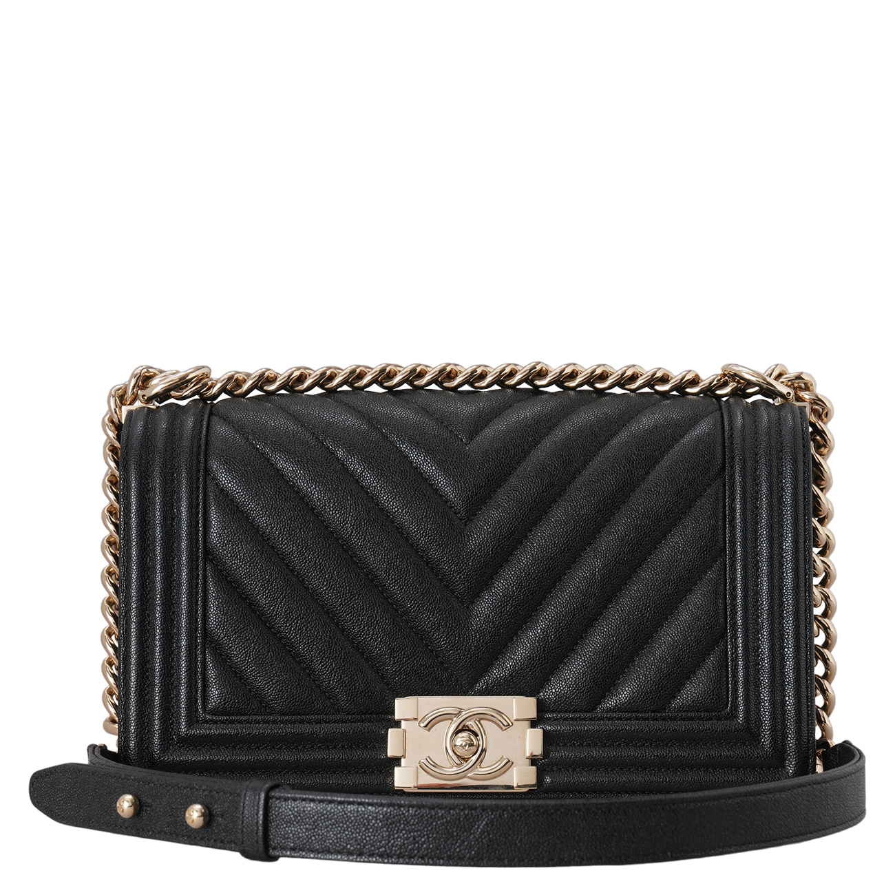 CHANEL(USED)샤넬 캐비어 쉐브론 보이샤넬 미듐 플랩백