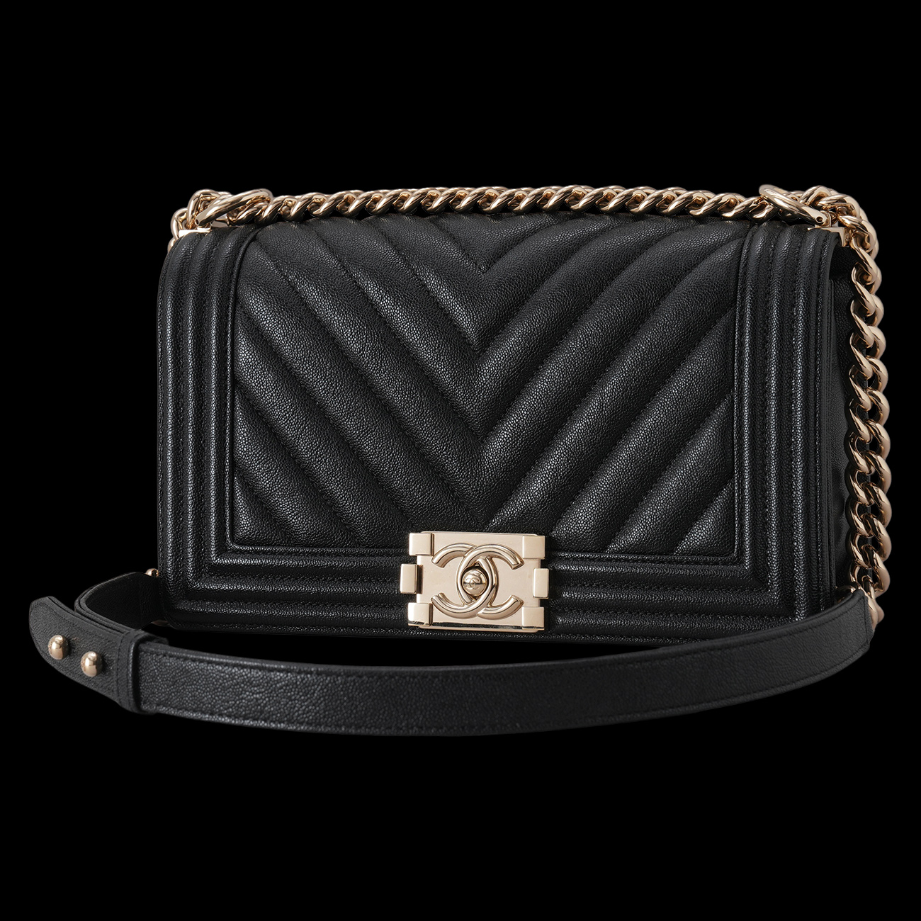 CHANEL(USED)샤넬 캐비어 쉐브론 보이샤넬 미듐 플랩백