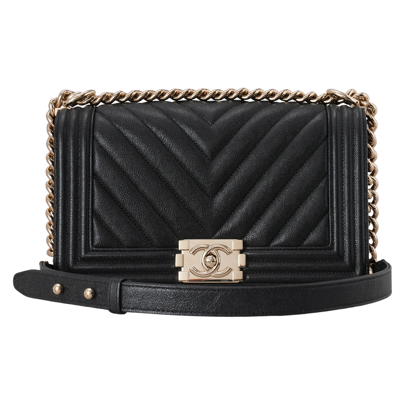 CHANEL(USED)샤넬 캐비어 쉐브론 보이샤넬 미듐 플랩백