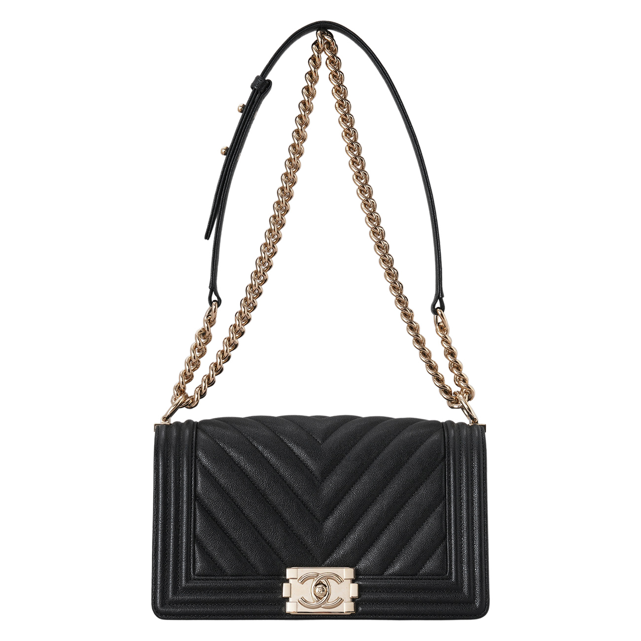 CHANEL(USED)샤넬 캐비어 쉐브론 보이샤넬 미듐 플랩백
