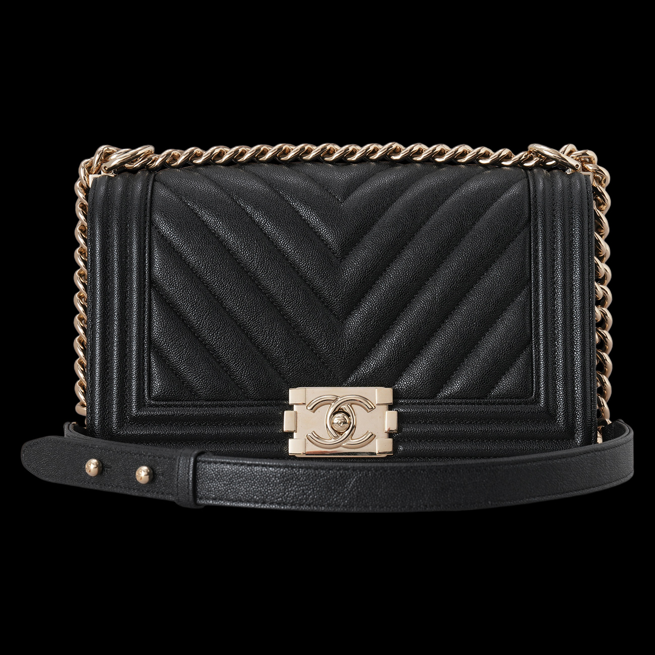 CHANEL(USED)샤넬 캐비어 쉐브론 보이샤넬 미듐 플랩백