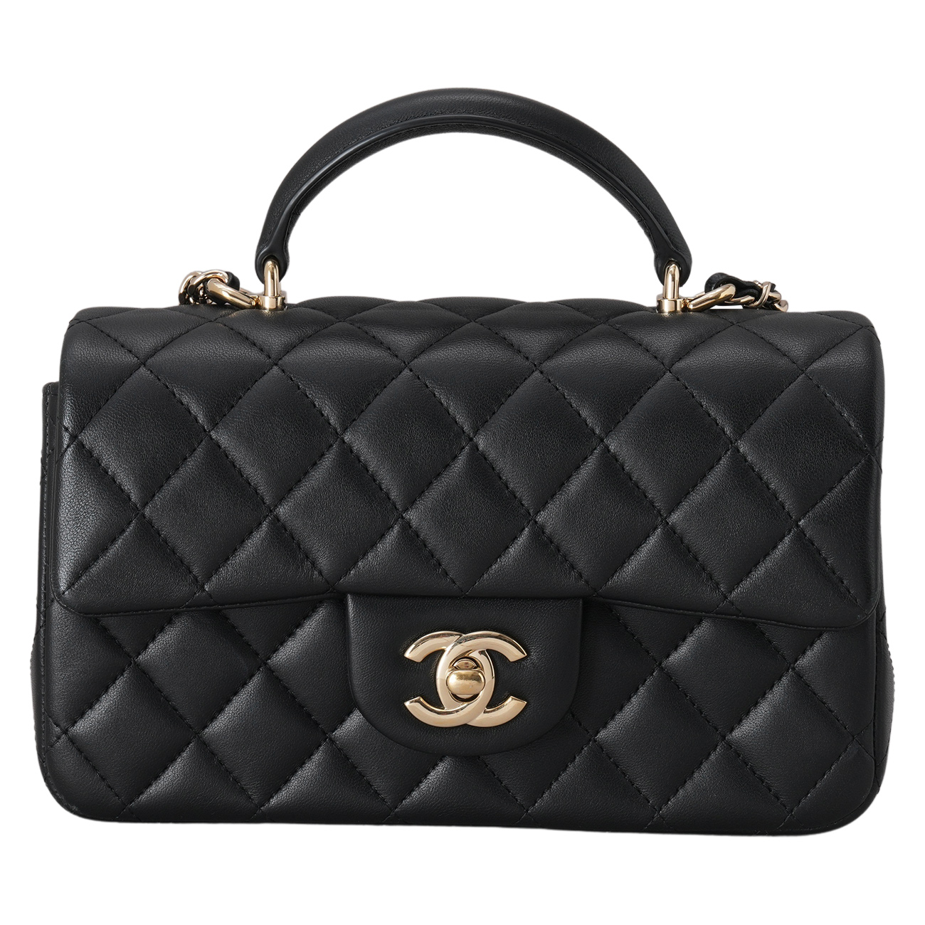 CHANEL(USED)샤넬 램스킨 클래식 뉴미니 탑핸들