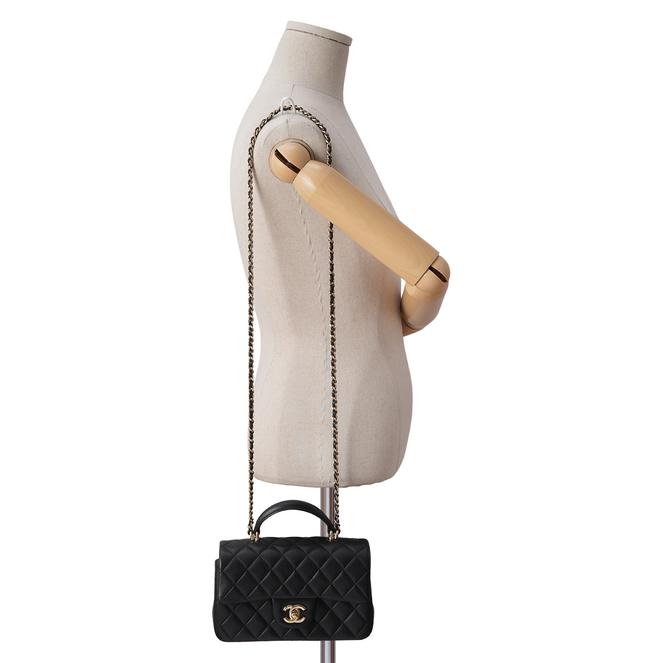 CHANEL(USED)샤넬 램스킨 클래식 뉴미니 탑핸들