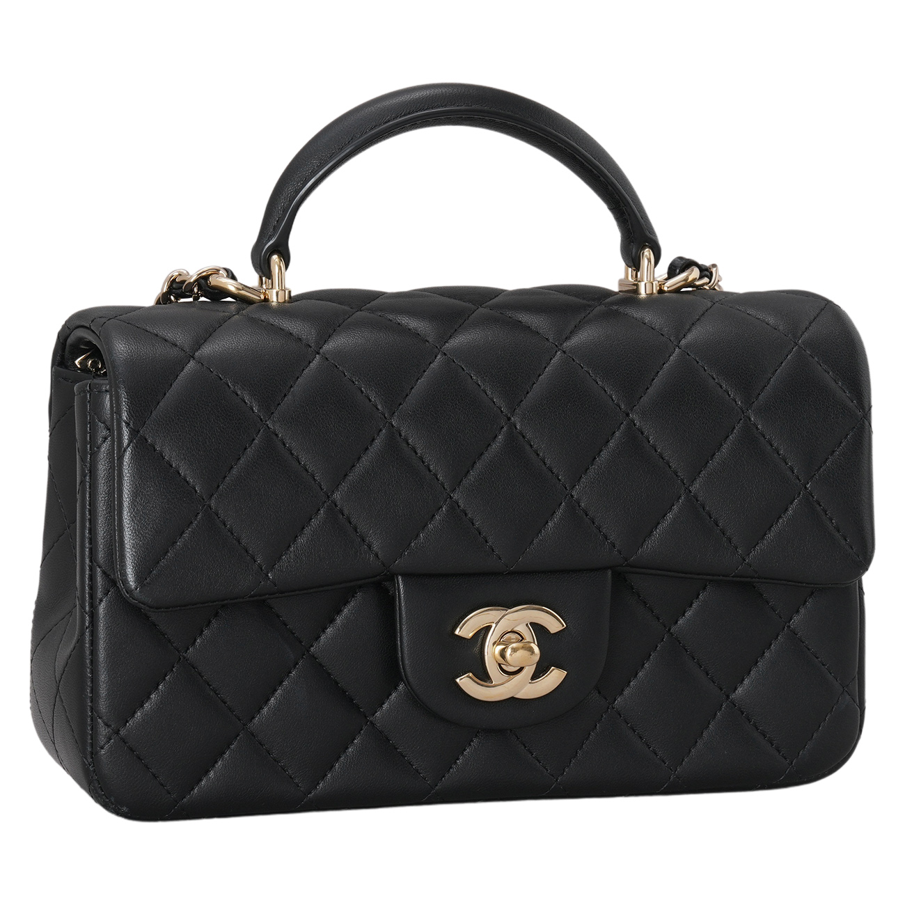 CHANEL(USED)샤넬 램스킨 클래식 뉴미니 탑핸들