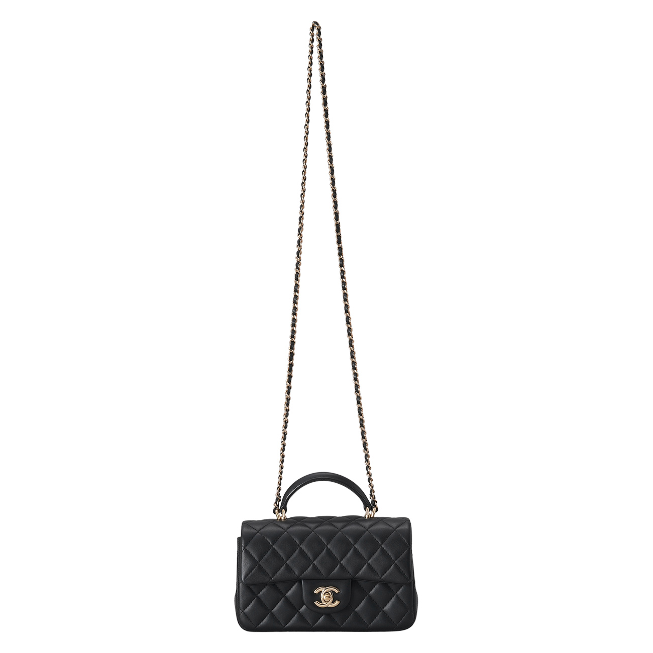 CHANEL(USED)샤넬 램스킨 클래식 뉴미니 탑핸들