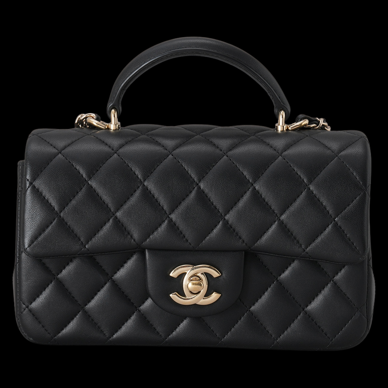 CHANEL(USED)샤넬 램스킨 클래식 뉴미니 탑핸들