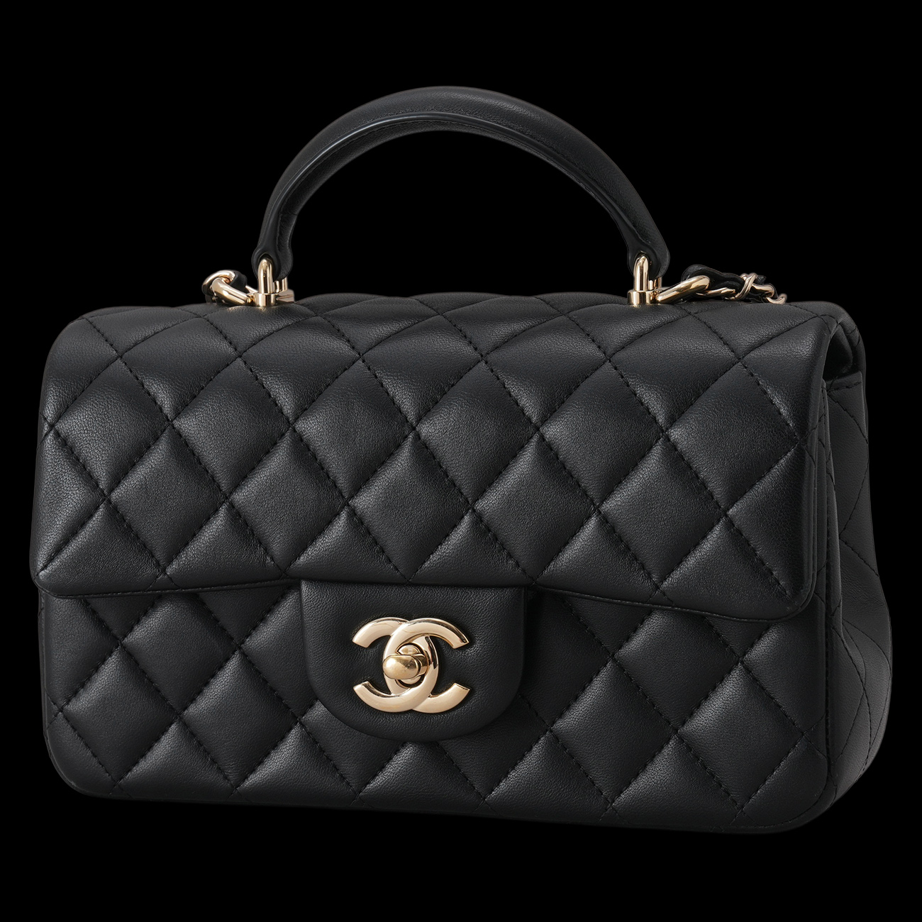 CHANEL(USED)샤넬 램스킨 클래식 뉴미니 탑핸들