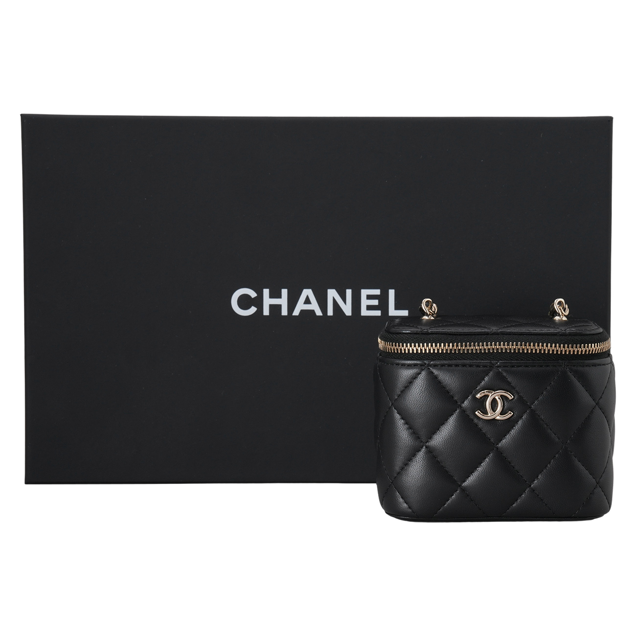 CHANEL(USED)샤넬 AP1447 램스킨 체크볼 베니티 미니 크로스백