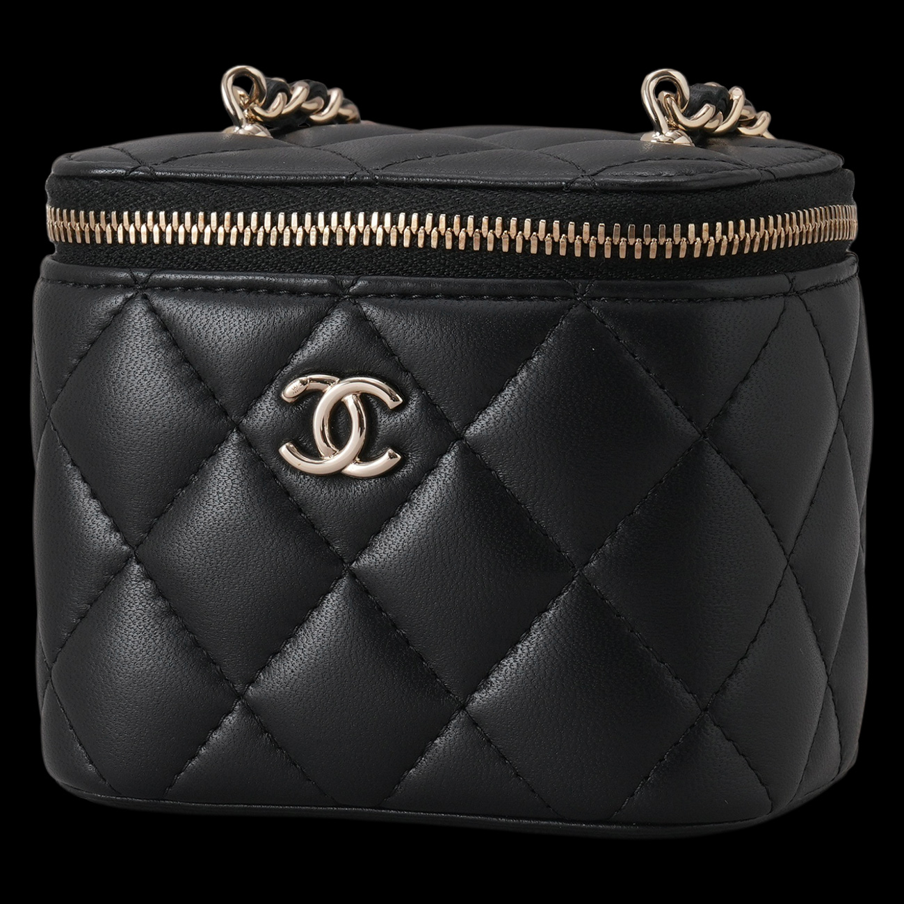CHANEL(USED)샤넬 AP1447 램스킨 체크볼 베니티 미니 크로스백