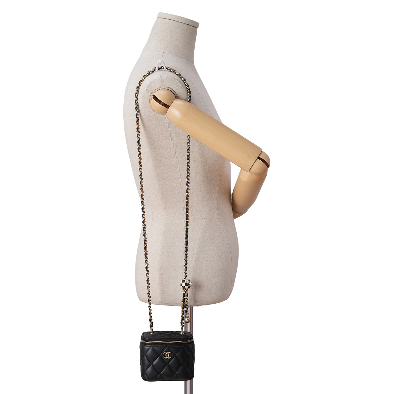 CHANEL(USED)샤넬 AP1447 램스킨 체크볼 베니티 미니 크로스백